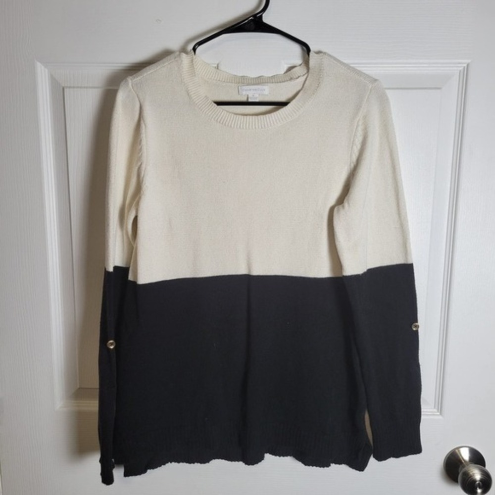 Charter Club Sweater-Black/White-Women's M‎
